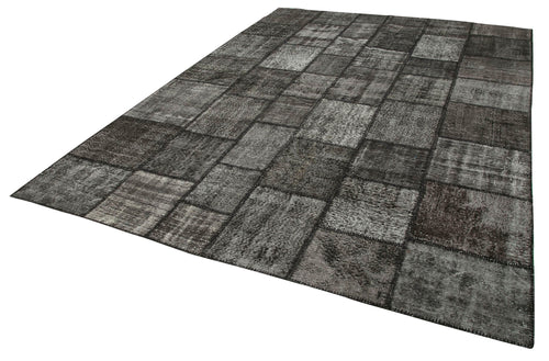 Kırk Yama Siyah Patchwork Pamuk Yün El Dokuma Halısı 255x354 Agacan
