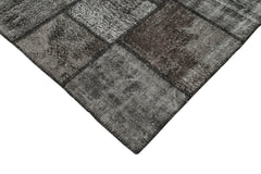 Kırk Yama Siyah Patchwork Pamuk Yün El Dokuma Halısı 255x354 Agacan