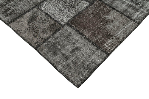 Kırk Yama Siyah Patchwork Pamuk Yün El Dokuma Halısı 255x354 Agacan