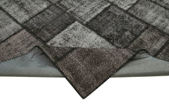 Kırk Yama Siyah Patchwork Pamuk Yün El Dokuma Halısı 255x354 Agacan