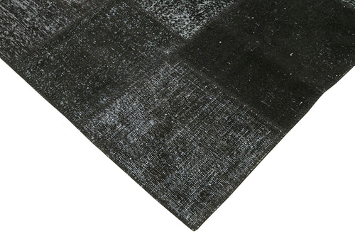 Kırk Yama Siyah Patchwork Pamuk Yün El Dokuma Halısı 255x352 Agacan