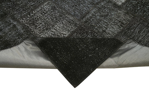 Kırk Yama Siyah Patchwork Pamuk Yün El Dokuma Halısı 255x352 Agacan