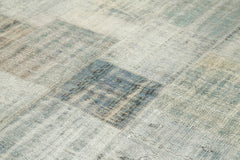 Kırk Yama Mavi Patchwork Pamuk Yün El Dokuma Halısı 258x355 Agacan
