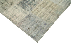 Kırk Yama Mavi Patchwork Pamuk Yün El Dokuma Halısı 247x352 Agacan