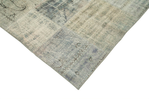 Kırk Yama Mavi Patchwork Pamuk Yün El Dokuma Halısı 247x352 Agacan