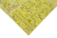 Kırk Yama Sarı Patchwork Pamuk Yün El Dokuma Halısı 107x257 Agacan