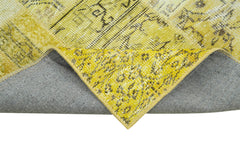 Kırk Yama Sarı Patchwork Pamuk Yün El Dokuma Halısı 107x257 Agacan