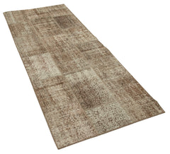 Kırk Yama Kahverengi Patchwork Pamuk Yün El Dokuma Halısı 86x220 Agacan