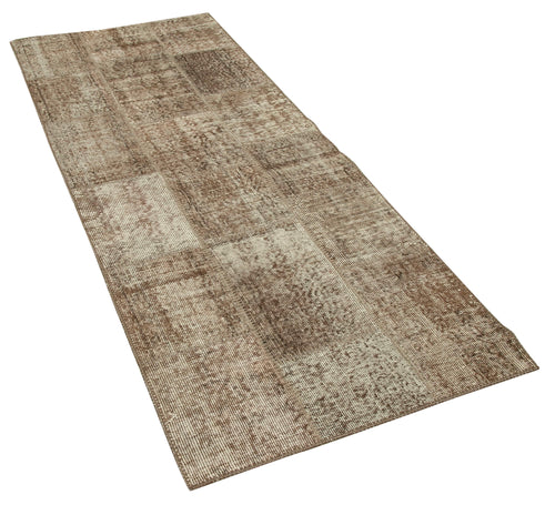 Kırk Yama Kahverengi Patchwork Pamuk Yün El Dokuma Halısı 86x220 Agacan