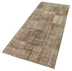 Kırk Yama Kahverengi Patchwork Pamuk Yün El Dokuma Halısı 86x220 Agacan