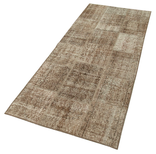 Kırk Yama Kahverengi Patchwork Pamuk Yün El Dokuma Halısı 86x220 Agacan