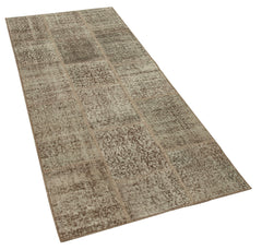 Kırk Yama Kahverengi Patchwork Pamuk Yün El Dokuma Halısı 86x205 Agacan
