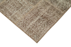 Kırk Yama Kahverengi Patchwork Pamuk Yün El Dokuma Halısı 86x205 Agacan