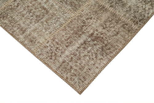 Kırk Yama Kahverengi Patchwork Pamuk Yün El Dokuma Halısı 86x205 Agacan