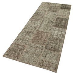 Kırk Yama Kahverengi Patchwork Pamuk Yün El Dokuma Halısı 85x232 Agacan