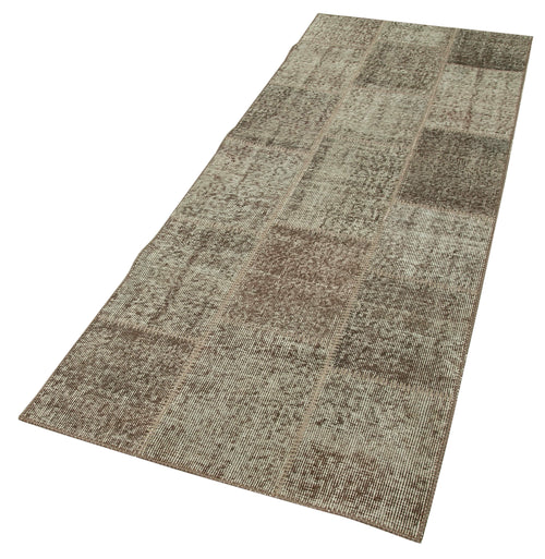 Kırk Yama Kahverengi Patchwork Pamuk Yün El Dokuma Halısı 85x232 Agacan