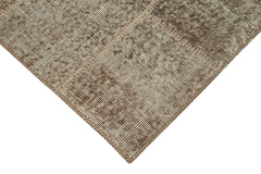 Kırk Yama Kahverengi Patchwork Pamuk Yün El Dokuma Halısı 85x232 Agacan