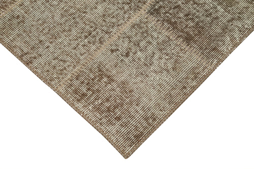 Kırk Yama Kahverengi Patchwork Pamuk Yün El Dokuma Halısı 85x232 Agacan