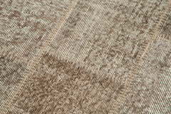 Kırk Yama Kahverengi Patchwork Pamuk Yün El Dokuma Halısı 85x232 Agacan