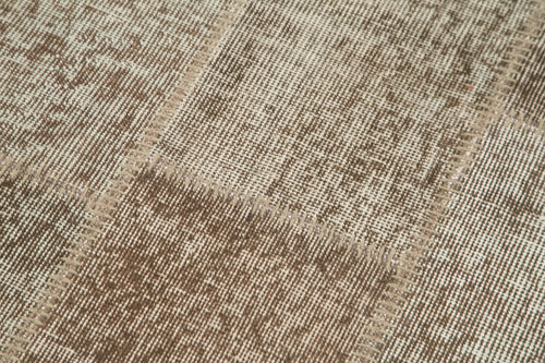 Kırk Yama Kahverengi Patchwork Pamuk Yün El Dokuma Halısı 85x232 Agacan