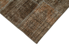 Kırk Yama Kahverengi Patchwork Pamuk Yün El Dokuma Halısı 85x281 Agacan