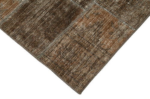 Kırk Yama Kahverengi Patchwork Pamuk Yün El Dokuma Halısı 85x281 Agacan