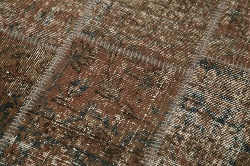 Kırk Yama Kahverengi Patchwork Pamuk Yün El Dokuma Halısı 86x306 Agacan