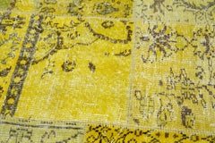 Kırk Yama Sarı Patchwork Pamuk Yün El Dokuma Halısı 196x196 Agacan