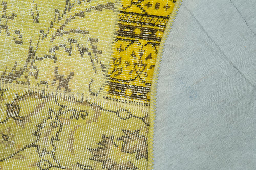 Kırk Yama Sarı Patchwork Pamuk Yün El Dokuma Halısı 196x196 Agacan