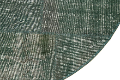 Kırk Yama Yeşil Patchwork Pamuk Yün El Dokuma Halısı 157x157 Agacan