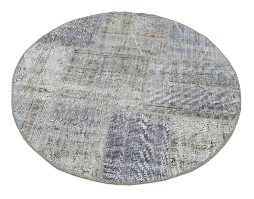 Kırk Yama Gri Patchwork Pamuk Yün El Dokuma Halısı 114x114 Agacan