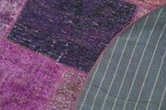 Kırk Yama Mor Patchwork Pamuk Yün El Dokuma Halısı 145x145 Agacan