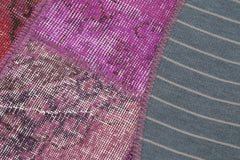 Kırk Yama Mor Patchwork Pamuk Yün El Dokuma Halısı 145x145 Agacan