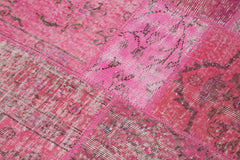 Kırk Yama Pembe Patchwork Pamuk Yün El Dokuma Halısı 156x156 Agacan