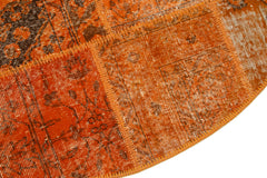 Kırk Yama Turuncu Patchwork Pamuk Yün El Dokuma Halısı 150x150 Agacan