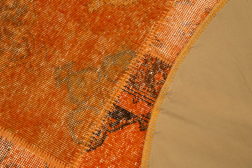 Kırk Yama Turuncu Patchwork Pamuk Yün El Dokuma Halısı 150x150 Agacan