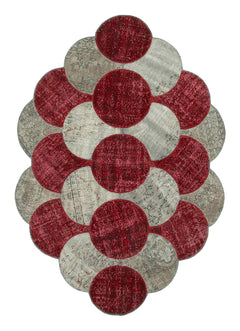 Kırk Yama Gri Patchwork Pamuk Yün El Dokuma Halısı 170x263 Agacan