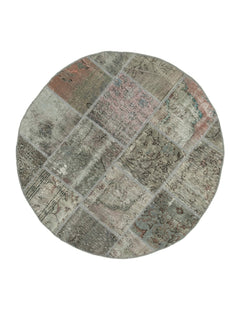 Kırk Yama Gri Patchwork Pamuk Yün El Dokuma Halısı 156x156 Agacan