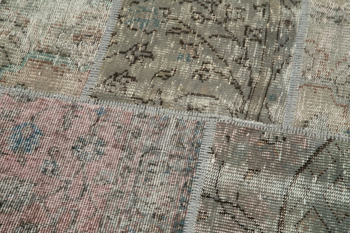 Kırk Yama Gri Patchwork Pamuk Yün El Dokuma Halısı 156x156 Agacan