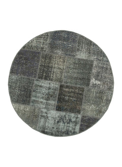 Kırk Yama Gri Patchwork Pamuk Yün El Dokuma Halısı 152x152 Agacan