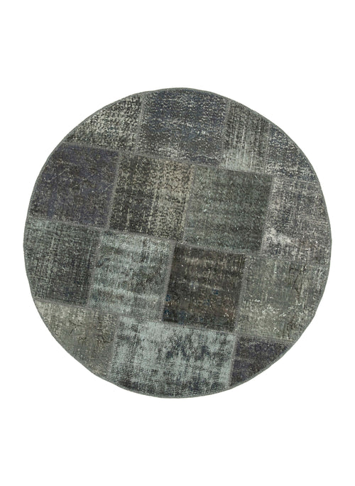 Kırk Yama Gri Patchwork Pamuk Yün El Dokuma Halısı 152x152 Agacan