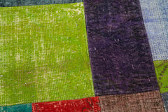 Kırk Yama Gri Patchwork Pamuk Yün El Dokuma Halısı 150x150 Agacan