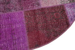 Kırk Yama Mor Patchwork Pamuk Yün El Dokuma Halısı 190x190 Agacan