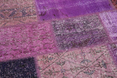 Kırk Yama Mor Patchwork Pamuk Yün El Dokuma Halısı 190x190 Agacan