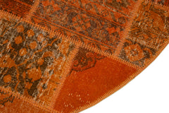 Kırk Yama Turuncu Patchwork Pamuk Yün El Dokuma Halısı 200x200 Agacan