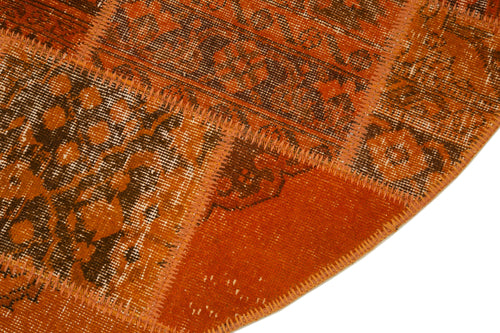 Kırk Yama Turuncu Patchwork Pamuk Yün El Dokuma Halısı 200x200 Agacan