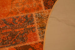 Kırk Yama Turuncu Patchwork Pamuk Yün El Dokuma Halısı 200x200 Agacan