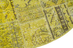 Kırk Yama Sarı Patchwork Pamuk Yün El Dokuma Halısı 195x195 Agacan