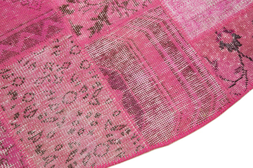 Kırk Yama Pembe Patchwork Pamuk Yün El Dokuma Halısı 196x196 Agacan