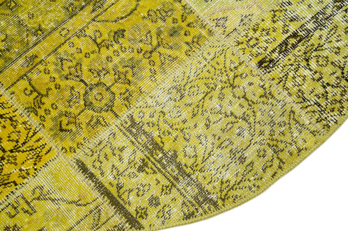 Kırk Yama Sarı Patchwork Pamuk Yün El Dokuma Halısı 195x195 Agacan